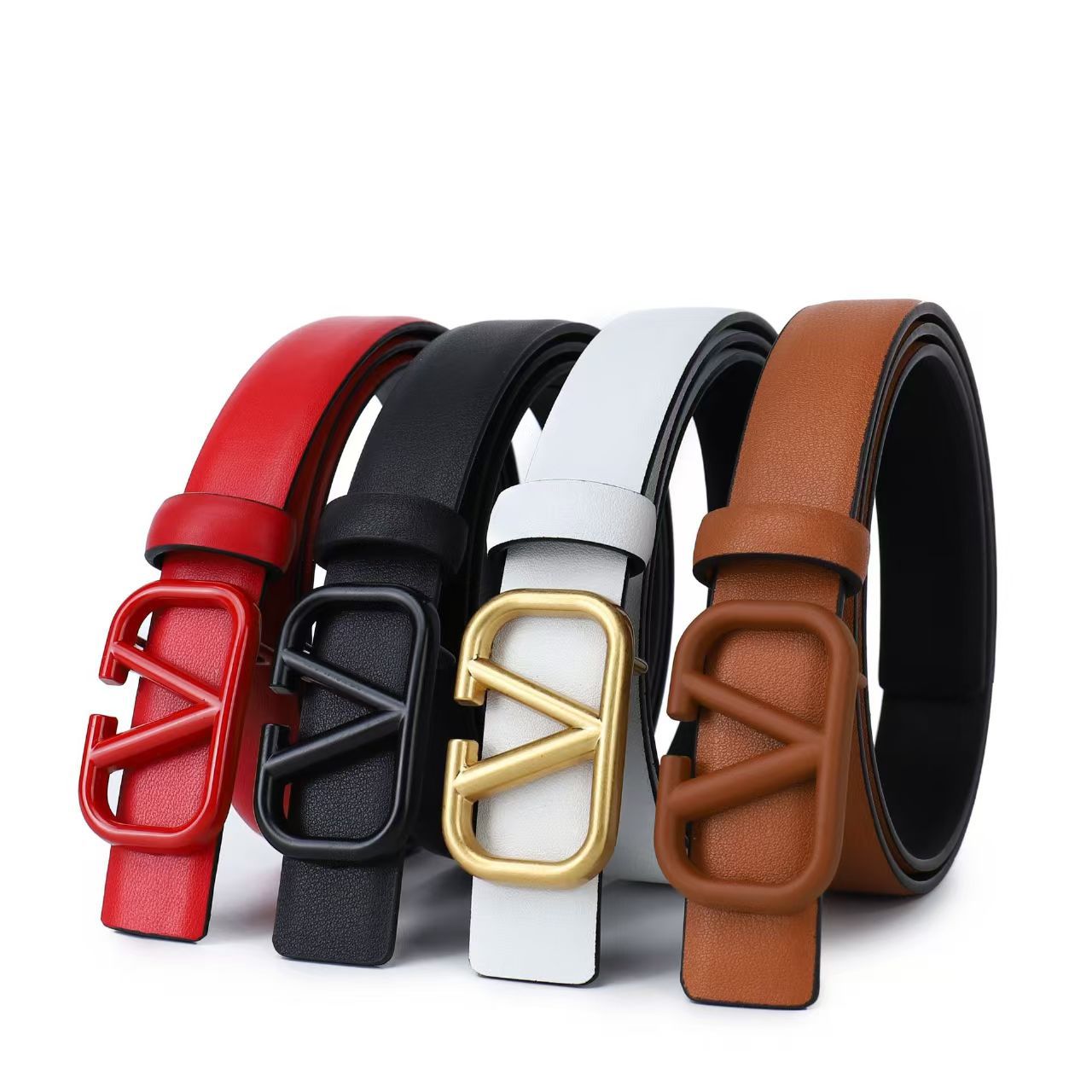 New 2.5cm women's belt V letter buckle colorful belt girdle casual…