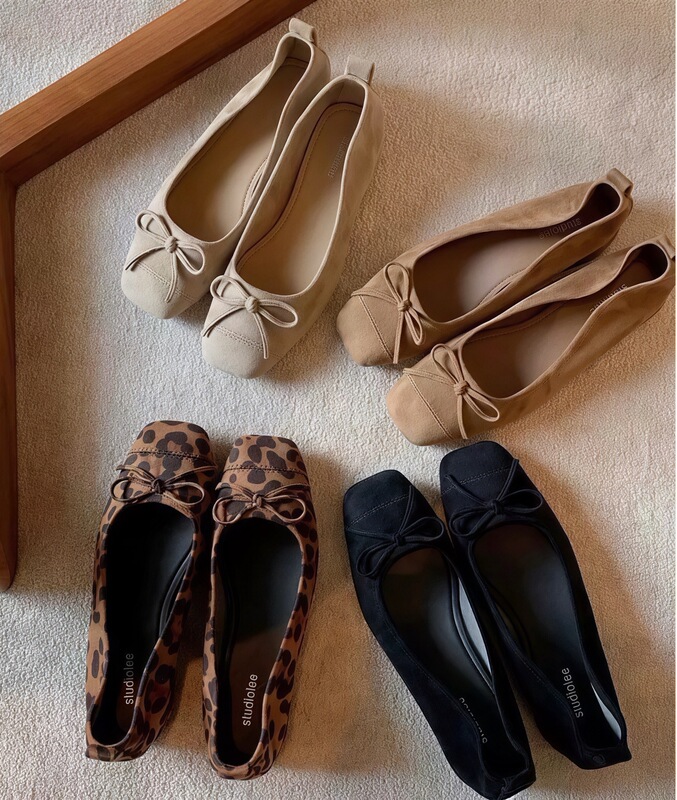 Sheepskin Version~Grape Mom's Same Style French Square-Toe Ballet Shoes for Women with Bowknot Leopard Print Slip-On Chunky Heel Shoes Sheepskin Version~Grape Mom's Same Style French Square-Toe Ballet Shoes for Women with Bowknot Leopard Print Slip-On Chunky Heel Shoes