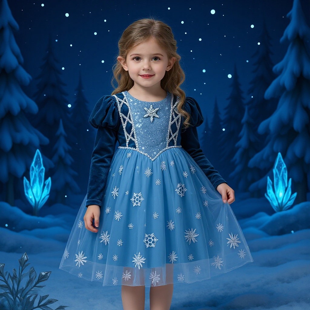 Source Korean Velvet Girls Elsa Princess Dress Glowing Elsa Dress Children's Frozen Dress Sequin Gauze Dress
