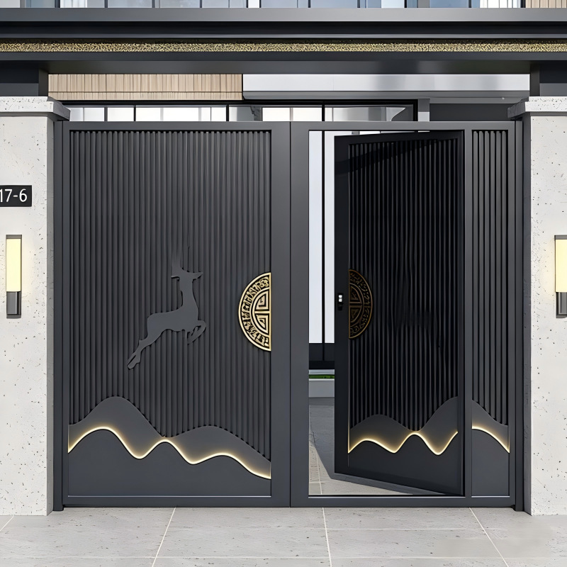 Custom-made export aluminum alloy gates for villas, courtyard doors, garden doors, smart electric swing aluminum art gates Custom-made export aluminum alloy gates for villas, courtyard doors, garden doors, smart electric swing aluminum art gates