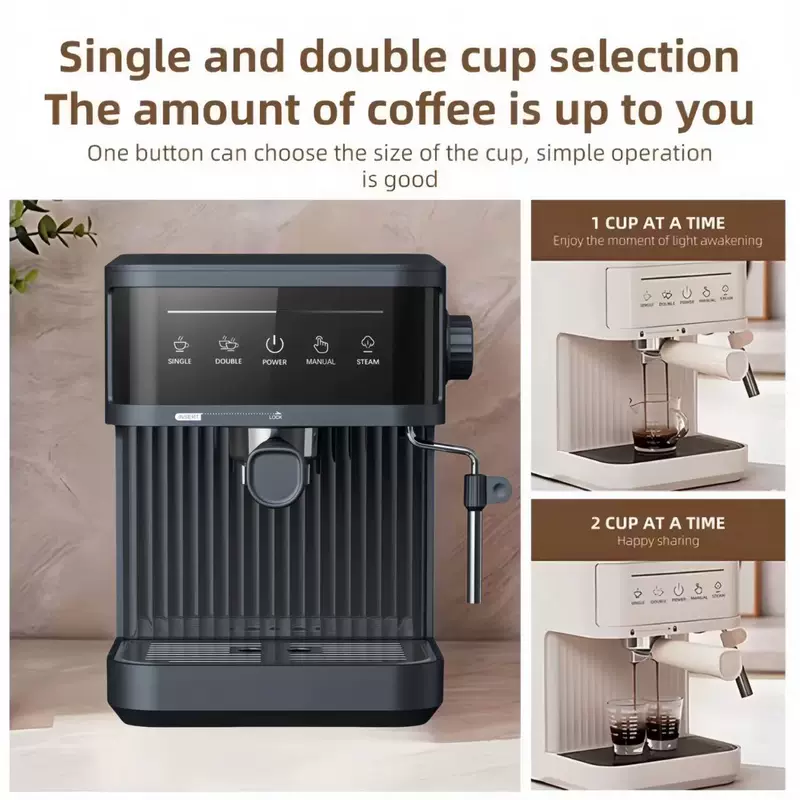 Automatic Coffee Machine 868, Espresso & Steam, Compact 110/220V with Plug Options