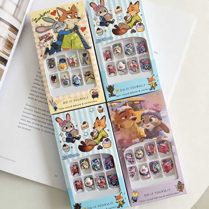 Zootopia 3D Children's Wearable Nail Toy with Jelly Glue + Removable Nail Art, New Style, High Aesthetic Value
