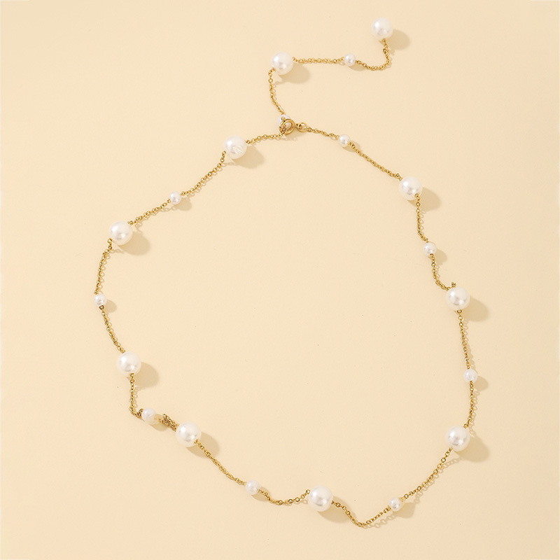 Simple Pearl Beaded Chain Fashion Necklace display picture 2