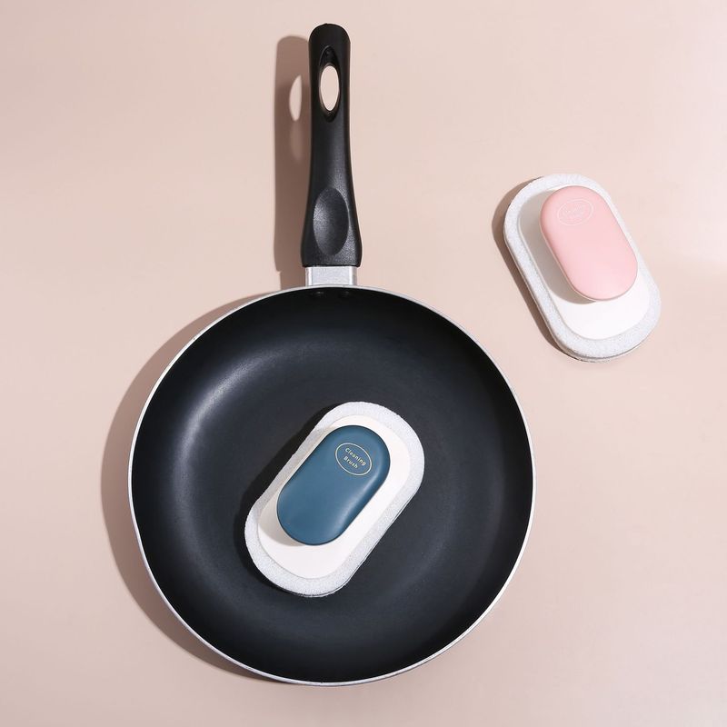 ハンドル付きスポンジ洗浄ブラシ、キッチンや浴室の掃除用ブラシ、たわし、食器や鍋の洗浄用ブラシ、油汚れ落としツール|undefined