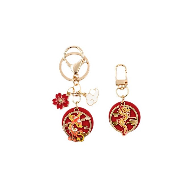 Tianyun Tengfei Dragon y Phoenix año llavero creativo lindo hombres y mujeres coche llavero aleación exquisita joyería en línea celebridad colgante