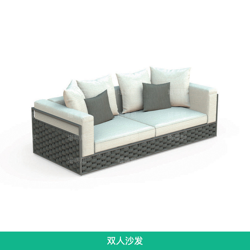 Conjunto de sofás de ratán para exteriores, para terraza de jardín, patio de hotel o villa, sala de estar, combinación de sofás de aleación de aluminio.