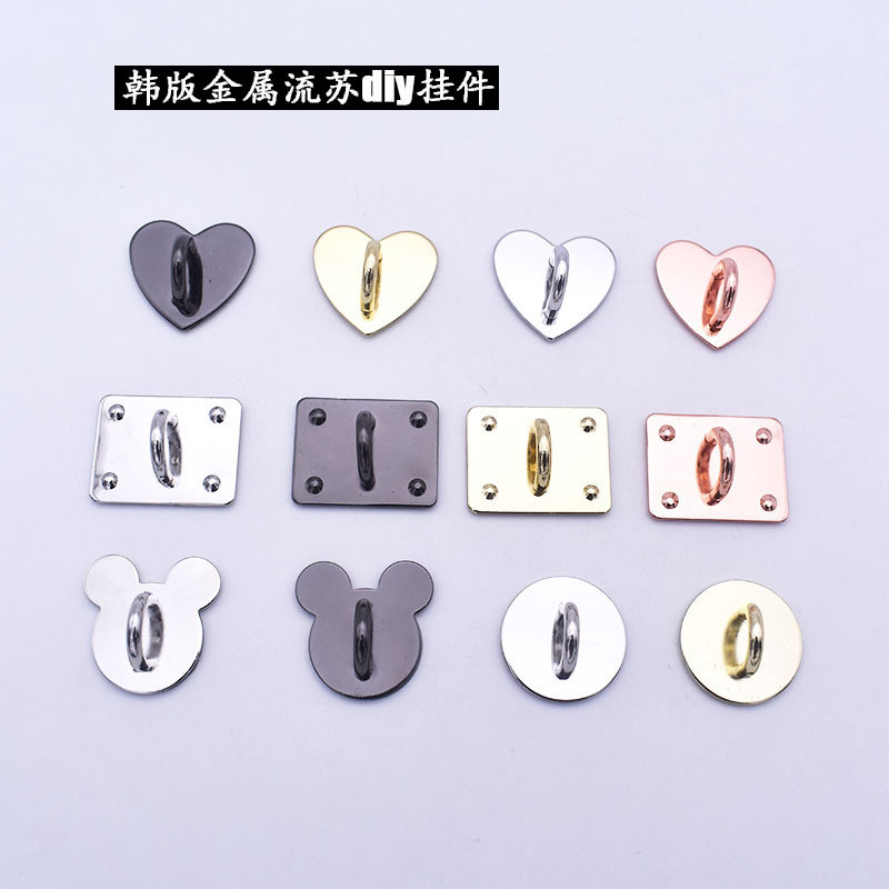 Korean style tassel pendant base metal diy mobile phone case accessories round love square pendant hook