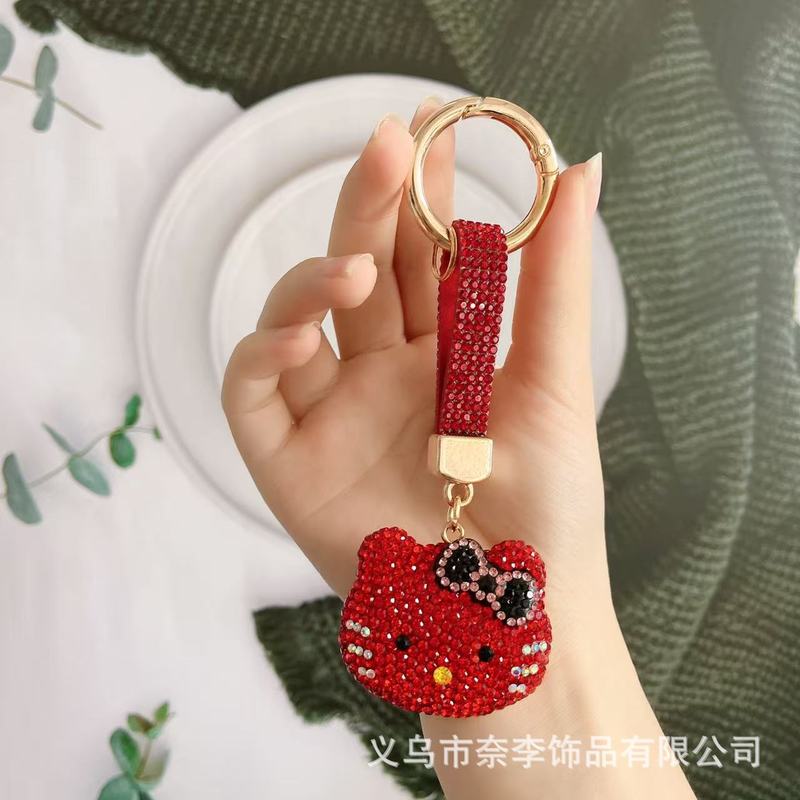 跨境新款KT猫钥匙扣挂件卡通挂饰陶泥镶钻书包背包饰品配件批发|undefined