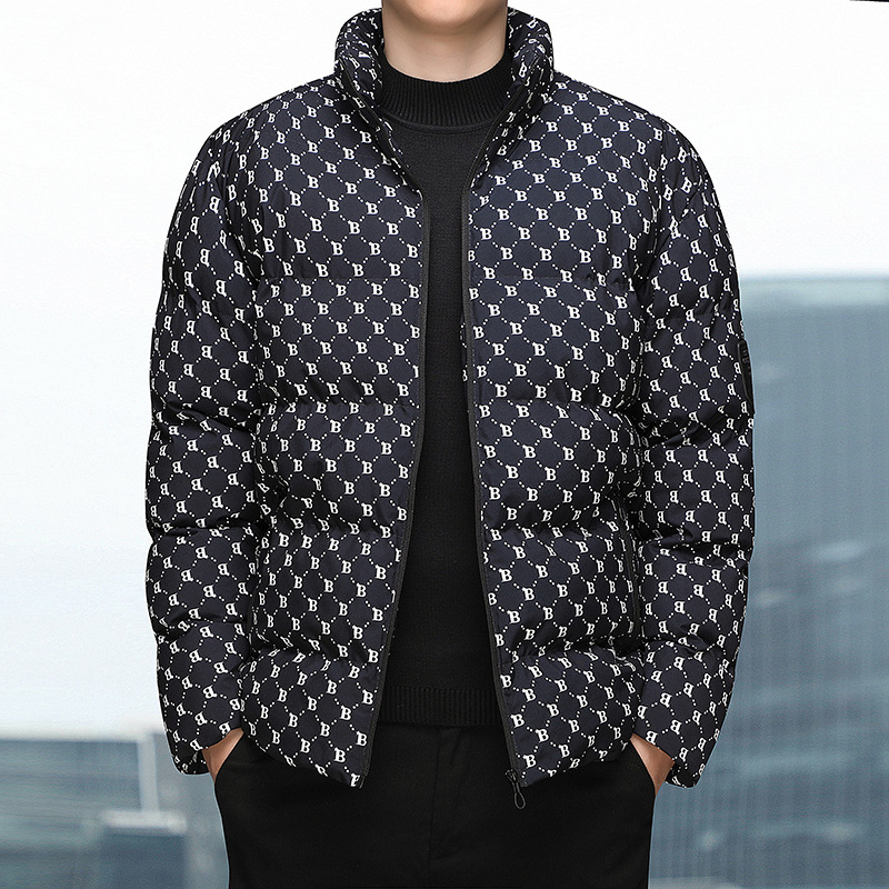 Invierno ropa de algodón de pluma para hombres y mujeres estilo americano marca de moda impresa completa pareja ropa de pan hombre cuello suelto chaqueta de algodón chaqueta grande
