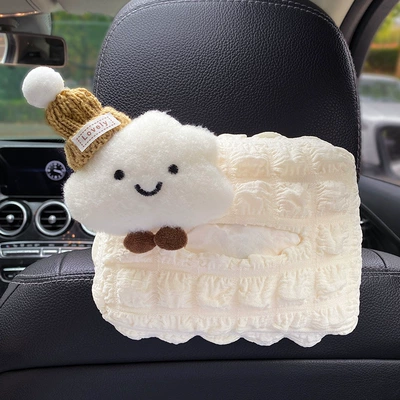 Car Tissue Box Car Seat Front and Rear Draining Paper Bag Hanging Car Tissue Hanging Bag Cute Cloud Female Car (Car tissue box/set) - cloud-hat-tissue-box