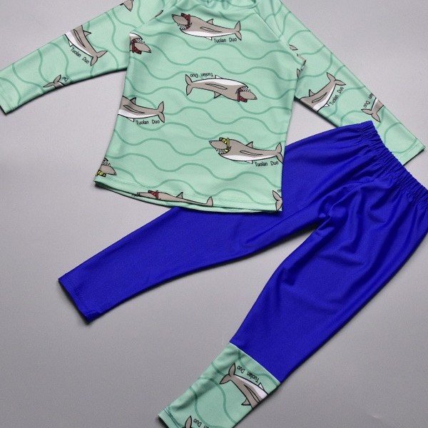 Korean Kidsren's Swimsuit Boys' Medium and Large Kidsren's Long-Sleeved Pants Split Swimsuit Sun Protection Student Large Size Wetsuit