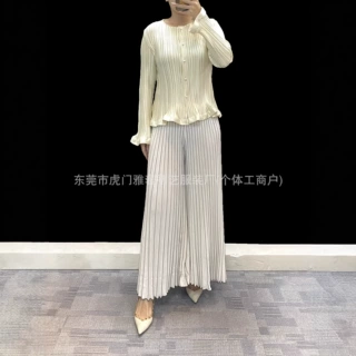 三宅褶皱上衣2026新款气质优雅时尚感法式荷叶边长袖衬衫外套