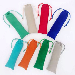 Factory supply long flannelette drawstring pocket mouth organ clarinet folding fan packaging bag hair straightener hair curler storage bag