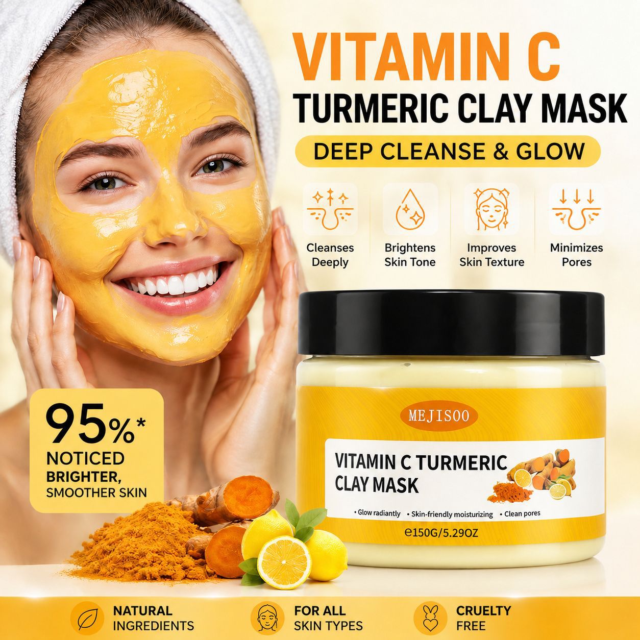 Cross-Border Turmeric Vitamin C Mask Mud Exfoliating Turmeric Mask Pore Deep Cleansing Hydrating Mask