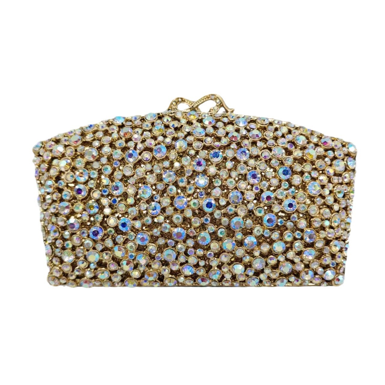 Túi clutch nữ đính đá dạ hội cao cấp kim loại rỗng — Màu xanh nước hồ, Vàng kim AB, Màu bạc, Cá tính đặt làm