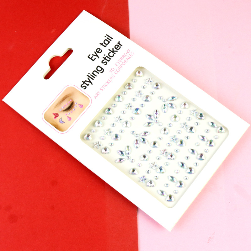 Transfronterizo AB diamantes coloridos joyas de maquillaje de ojos maquillaje facial pegatinas de diamante para niños espectáculo de escenario pegatinas faciales pegatinas de cristal perlas