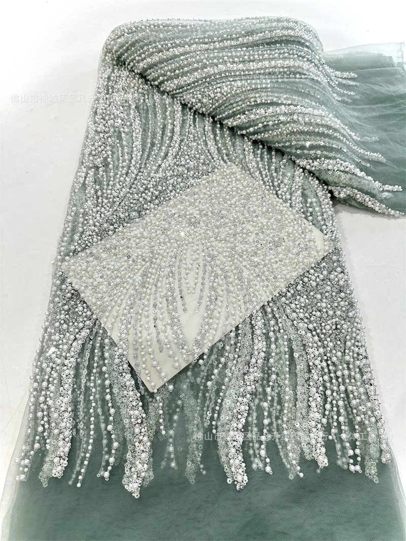 Comercio exterior transfronterizo spot tela de bordado con cuentas de espuma tela de bordado con tubo de cuentas vestido de novia de alta calidad tela de vestido de noche image 13