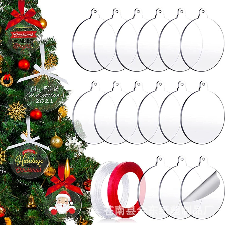 Трансграничный новый продукт Рождественский декоративный кулон пустой пластиковый акриловый круглый кусок ПММА прозрачная акриловая круглая пластина DIY