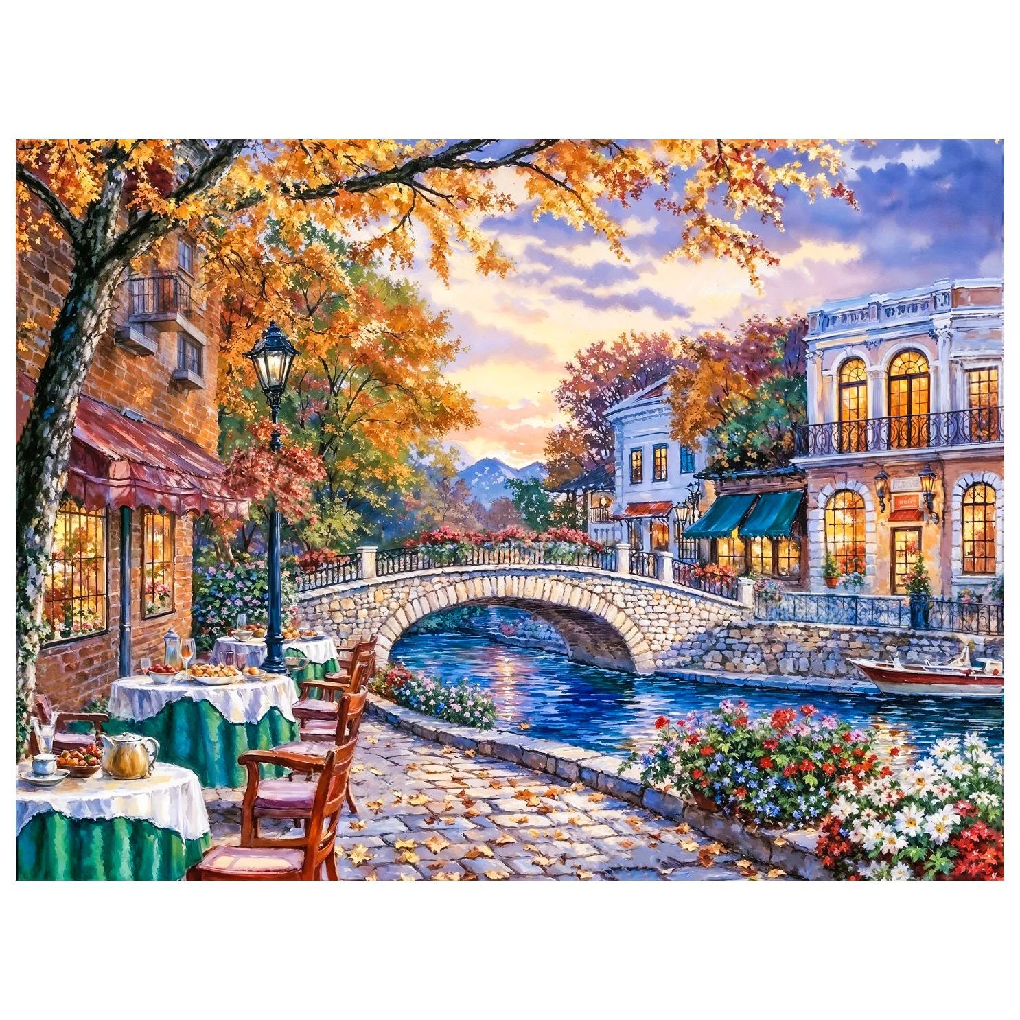 Diamante 5D dibujo de paisaje lleno de diamante cómic cabina bordado de diamantes diy redondo bordado de diamantes dibujo de diamantes a mano decoración para el hogar