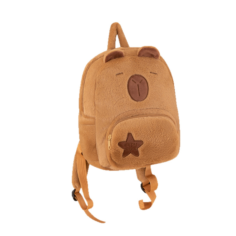 2025 nueva mochila de carpincho de felpa Kapibala linda mochila escolar salvaje bolso de piel de todo fósforo mochila pequeña de dibujos animados para mujer