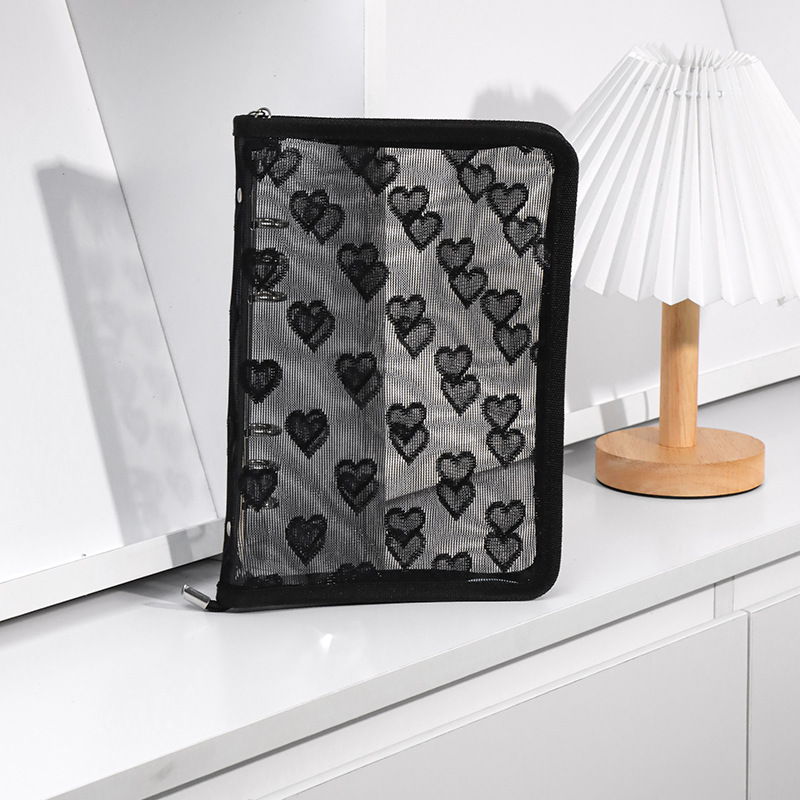 Japonés y coreano ins brillo de 6 agujeros de hojas sueltas cuaderno cremallera borde transparente brillo estrella persiguiendo libro Shell en stock