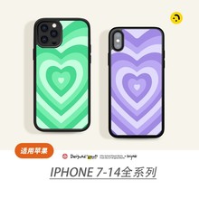 2D热转印外贸爆款粉色爱心适用苹果14PROMAX手机壳2D铝片防摔15P