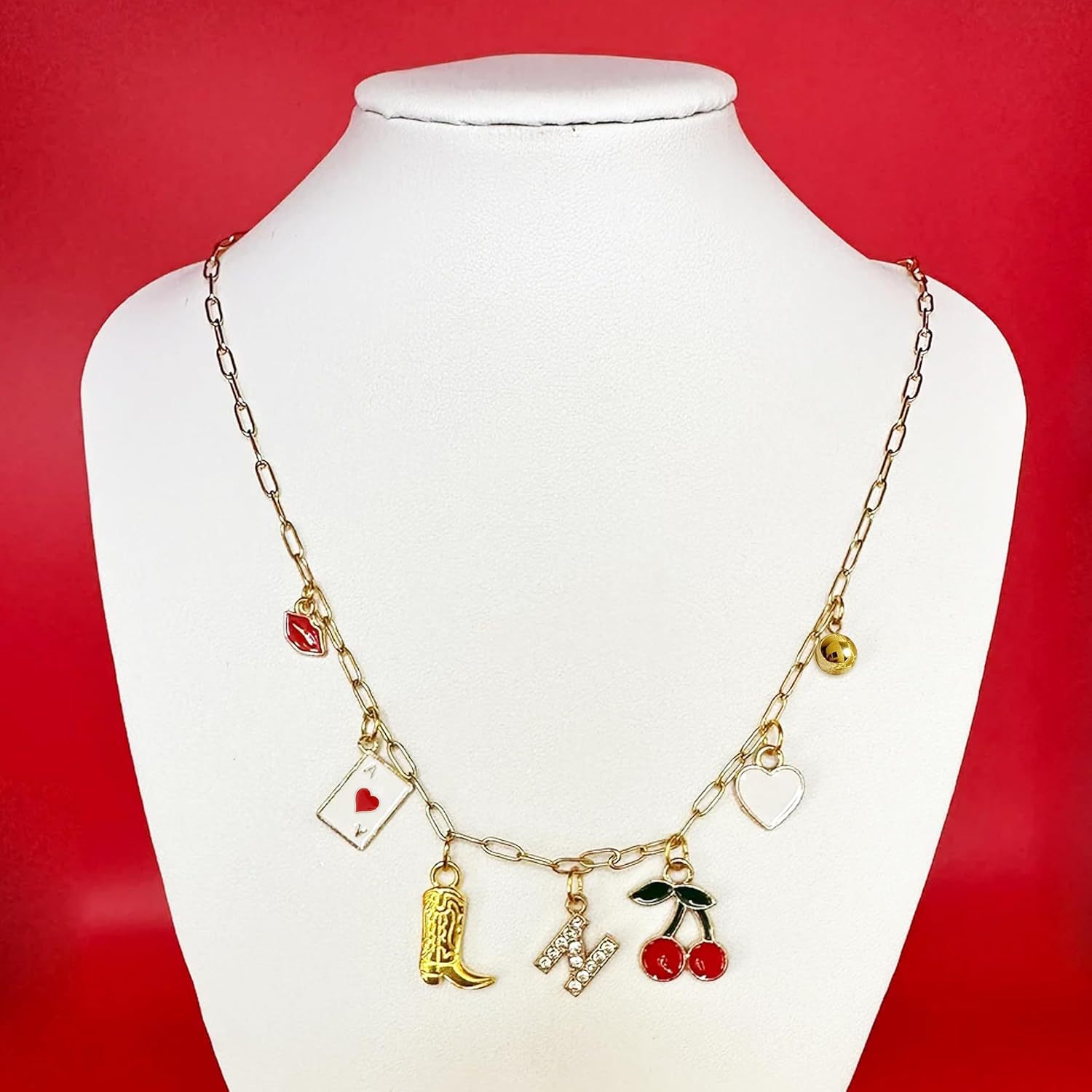 24g Weight Metal Pendant Material Casual Sweet IG Style Fruit Heart Shape Boots Rhinestones 304 Stainless Steel Metal Wholesale Pendant Necklace