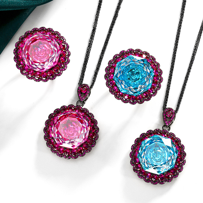 Venta caliente nuevo estilo Zhuang Shengsheng joyería fondo de cobre chapado en oro rosa corte temperamento traje de lujo ligero joyería de 18mm para mujer