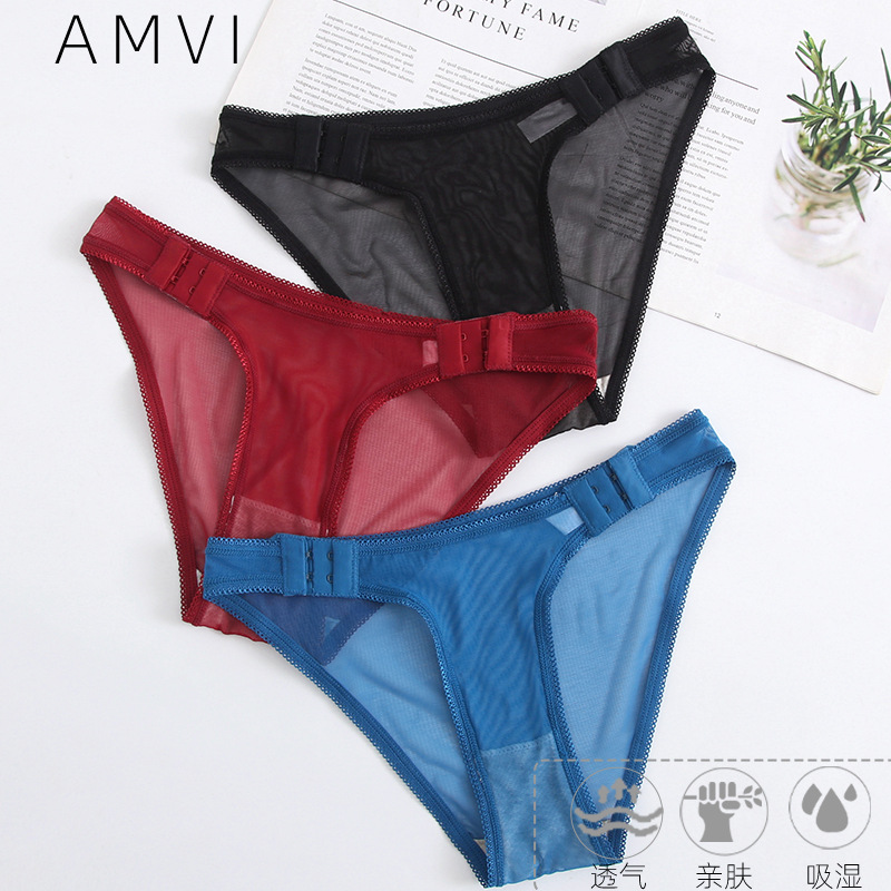 Bajo cintura chica malla ropa interior transpirable Rosa gancho hebilla algodón entrepierna ropa interior mujeres Seamless sexy briefs en stock