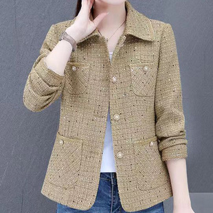 Mom's Fashionable Thin Style Small Fragrance Jacket Middle-Aged Women's Spring and Autumn Clothing Middle-Aged and Elderly Short Suits