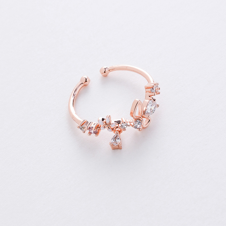 Cartoon Style Geometric Copper Plating Zircon Open Ring 1 Piece