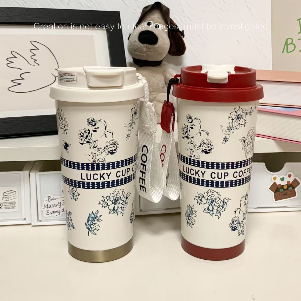 Taza de vacío de lirio de los valles al por mayor Taza de agua de paja de acero inoxidable 316 de gran capacidad Taza de café de alto valor para niñas Regalo