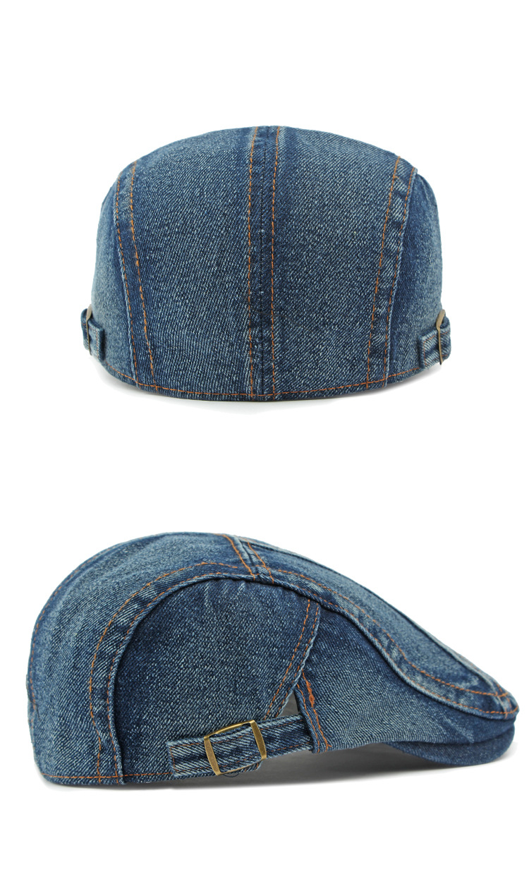 Béret rétro unisexe pour hommes et femmes, casquette en denim délavé, tendance_voghion.com