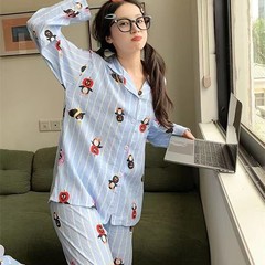 超萌卡通企鹅睡衣女春秋季长袖长裤套装学生宿舍可外穿休闲家居服