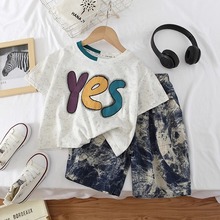 男童夏装套装2025新款儿童短袖运动痞帅男孩夏季帅气时髦两件套