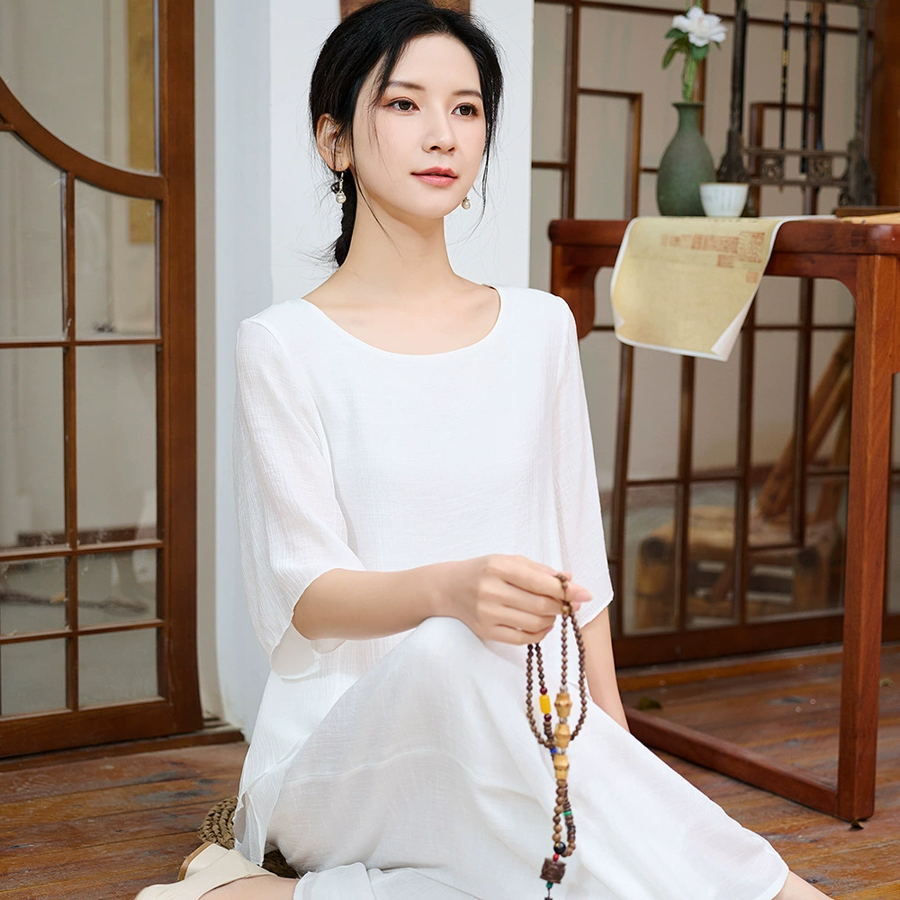 2025 новый этнический стиль из хлопка и льна, одежда для практики медитации дзен, комплект из двух предметов, чайная одежда в китайском стиле, одежда для йоги, женская сценическая одежда