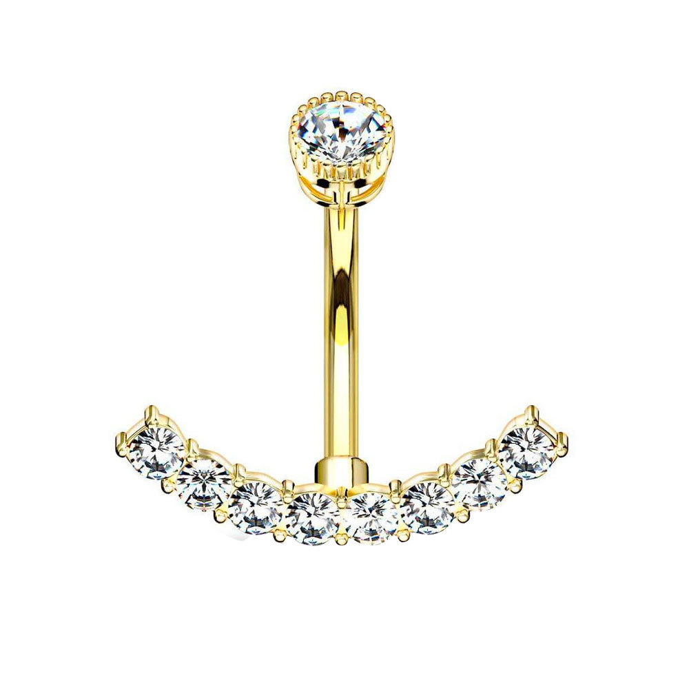 Inlay Design 1 Piece 316 Stainless Steel Copper Zircon Belly Rings Heart Shape Unisex