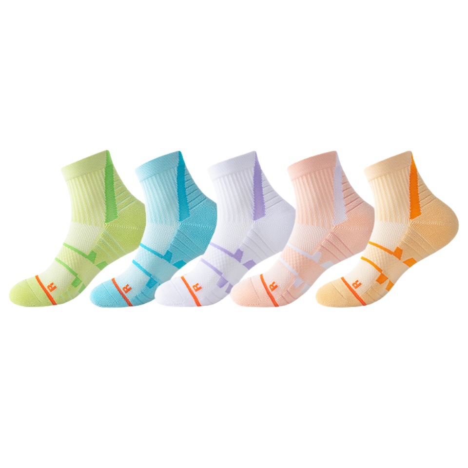 Women's Mid Calf Sports Socks Odor Resistant Thick Sole For Badminton Marathon Running Basketball Spring Summer Towel_voghion.com