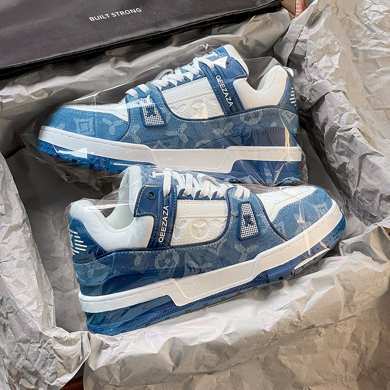 Lujia Sneakers Trainer Men's and Women's Shoes Denim Blue 2025 Spring New Thick-Soled Low-Top Sneakers Trendy Lujia Sneakers Trainer Men's and Women's Shoes Denim Blue 2025 Spring New Thick-Soled Low-Top Sneakers Trendy