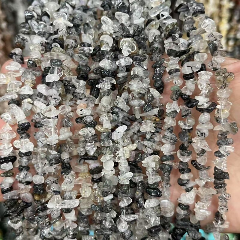 3-5mm天然水晶原石碎石打孔随形石消磁石散珠DIY饰品配件厂家批发|undefined