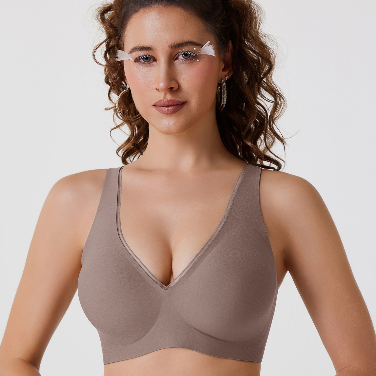 Amazon explosión actualización de comercio exterior transfronterizo sin anillo de acero sin marcas de jalea ropa interior de mujer profunda V colapse sujetador