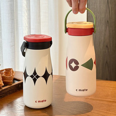 陶瓷保温杯 男女户外吸管水杯2025高颜值双饮咖啡杯ins风室内杯子