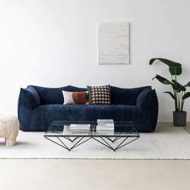 意式极简风单双三人丝绒布艺沙发小户型客厅中古侘寂风设计师沙发