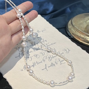 Zhizhen Zhuji Pearl New Product Gymnexus Broken Silver Pearl Clavicle Chain S925 Body Pure Fairy Style