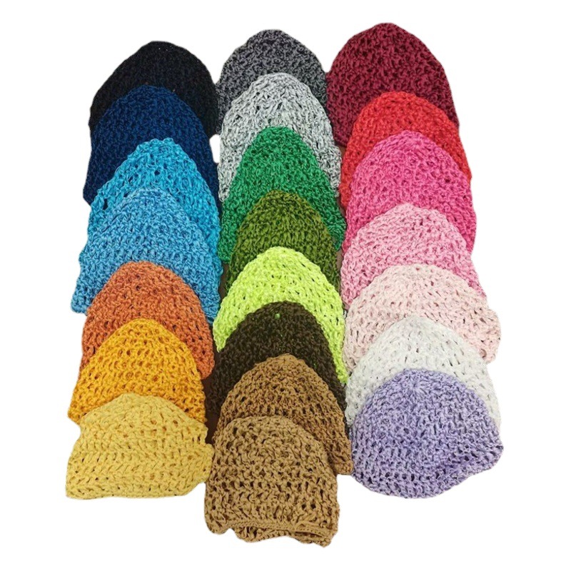 Cross-Border Foreign Trade Non-Hat Women's Handmade Woven Mesh Cap, Sleep Cap, Hair Net, Hollow-Out Pullover Mesh Cover, Available in Multiple Colors