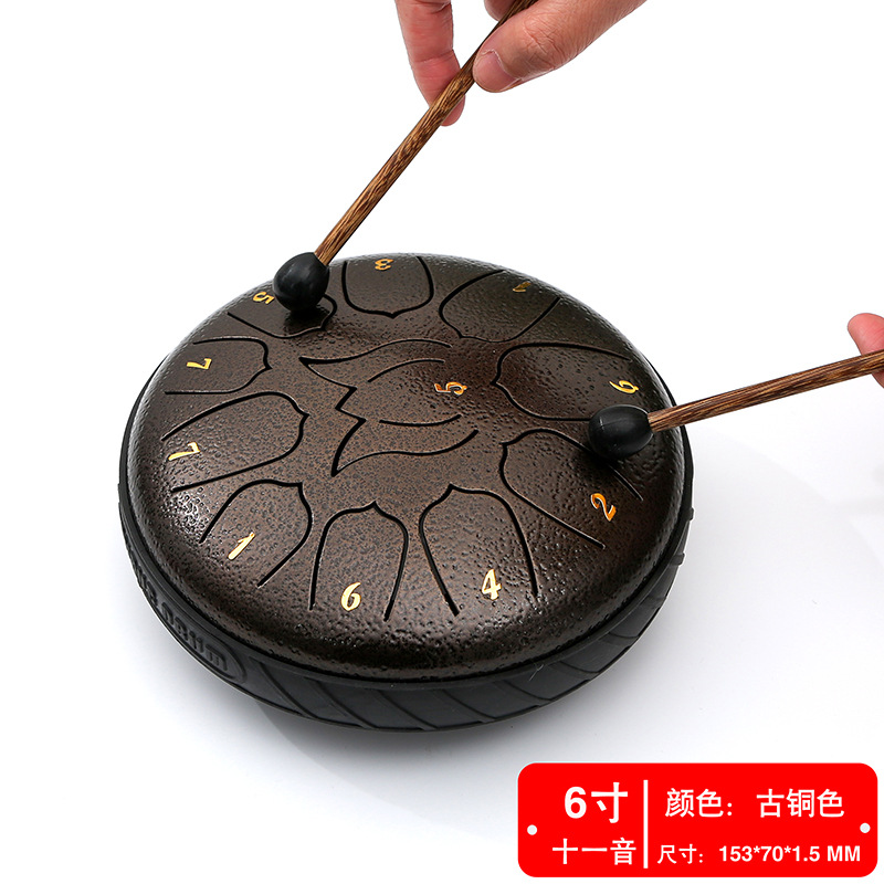 Fabricante fuente de 6 pulgadas 8 tonos 11 tonos instrumentos musicales tambor etéreo color vacío tambor sánscrito olvidar el polvo tambor olvidar la preocupación tambor Lotus