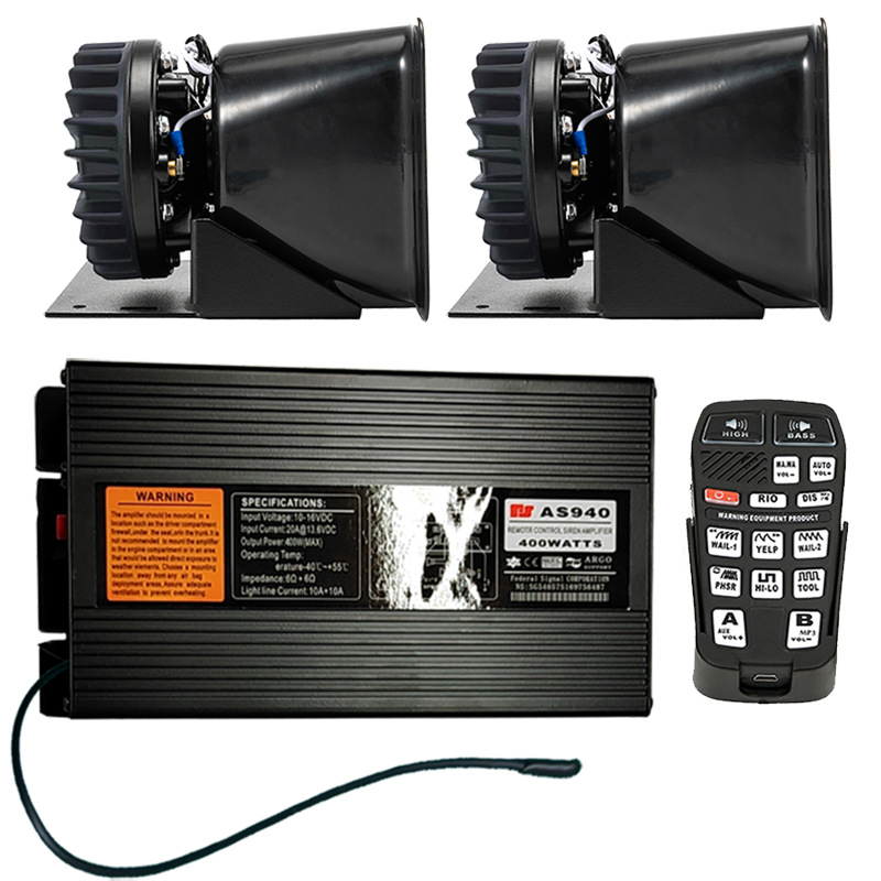 Wireless car alarm 400W vehicle loudspeaker high-pitched speaker AS940R5+ with heat dissipation square speaker