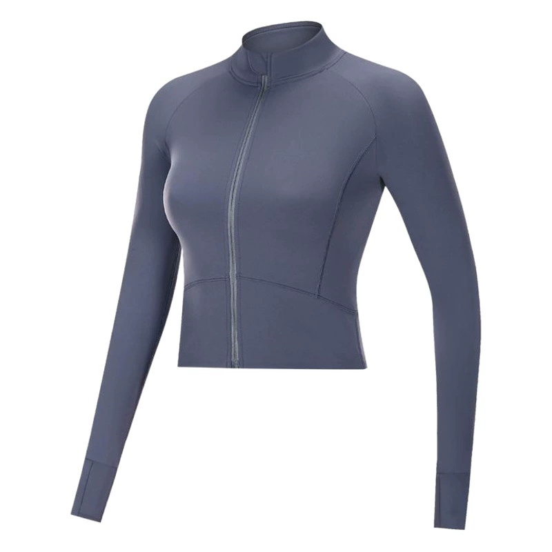 Спортивная куртка Женская обтягивающая одежда для йоги быстросохнущая верхняя одежда с длинными рукавами, кардиган на молнии, одежда для бега, тренировок, куртка