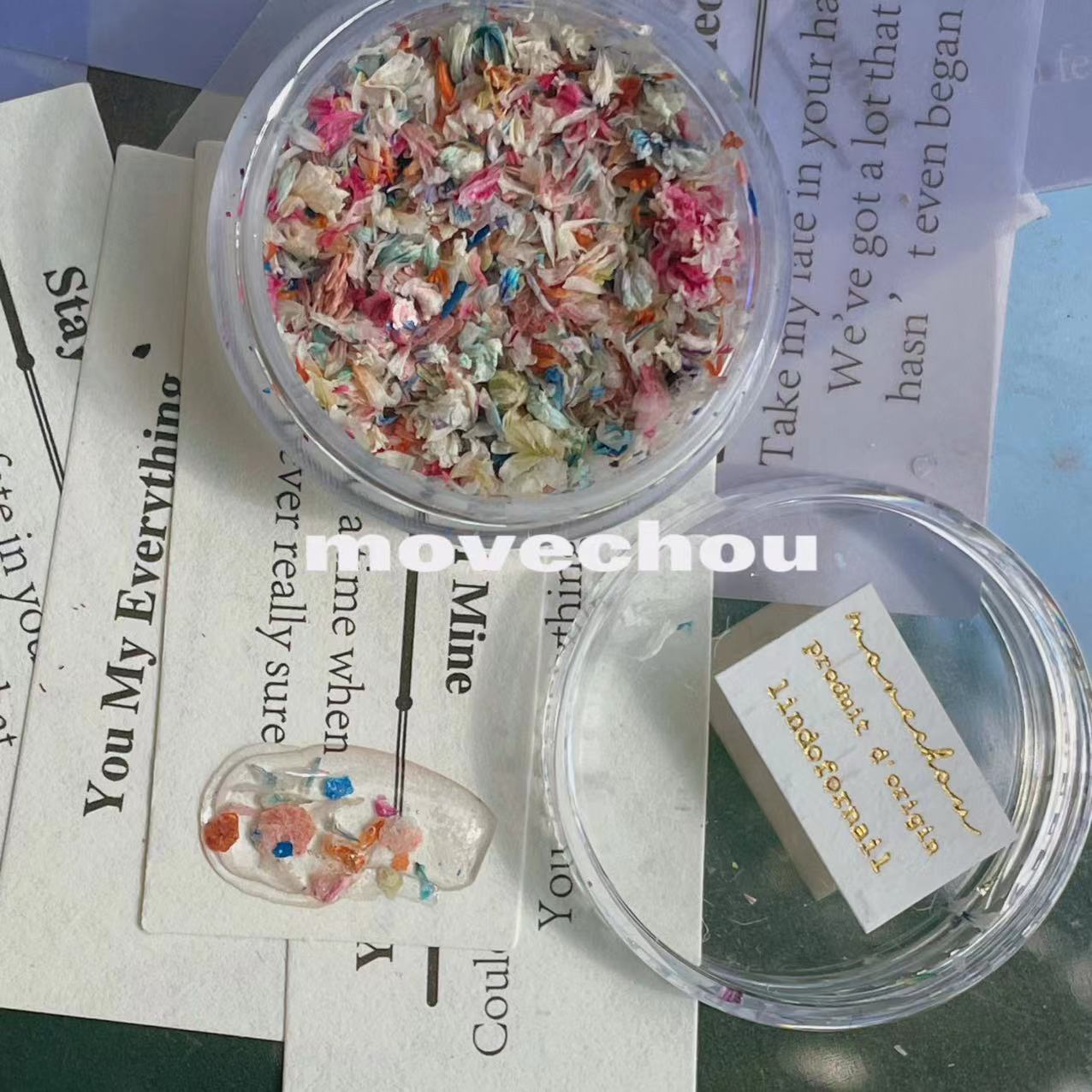 Korean Style ins Niche Fire Paint Manicure High-end Atmosphere Terrazzo Material Glue Flat Replacement Dried Flower Rock Piece Jewelry