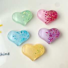 树脂配件发夹材料批发 手机壳diy配饰手工材料贴片内放亮片爱心